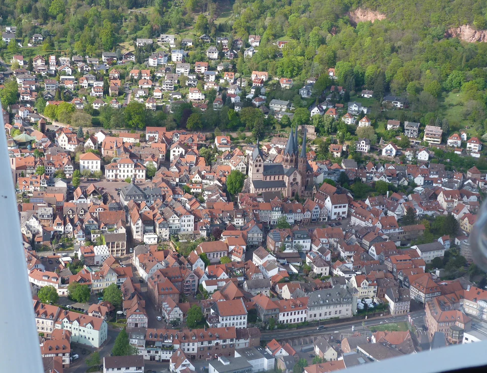 Luftbild der Altstadt von Gelnhausen
