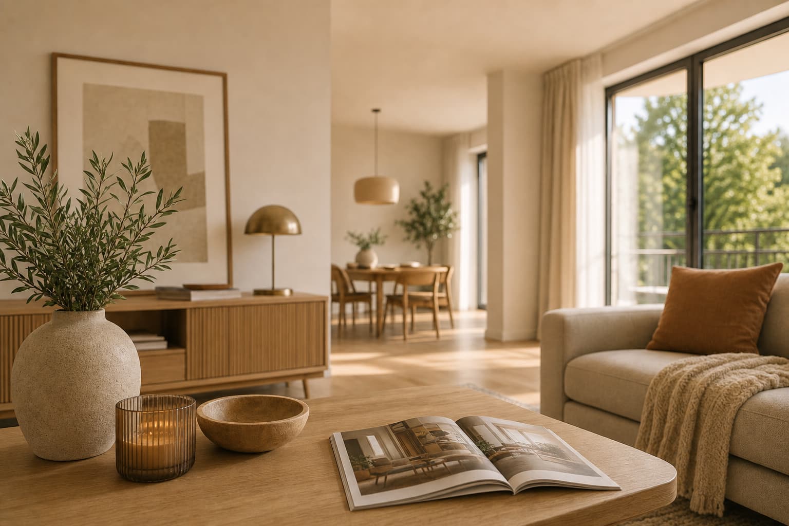Penthouse-Wohnzimmer mit Dachterrasse