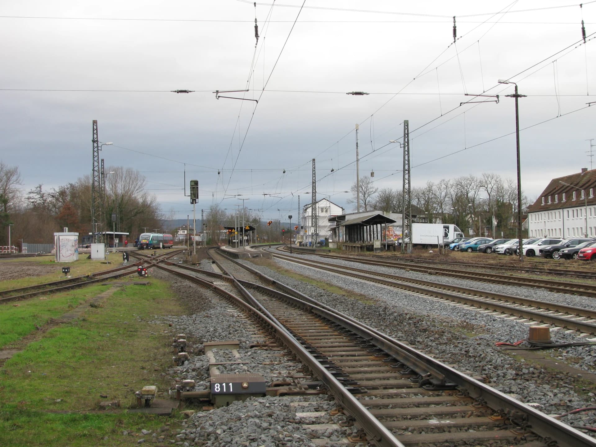 Gleisanlagen am Bahnhof in Kahl am Main
