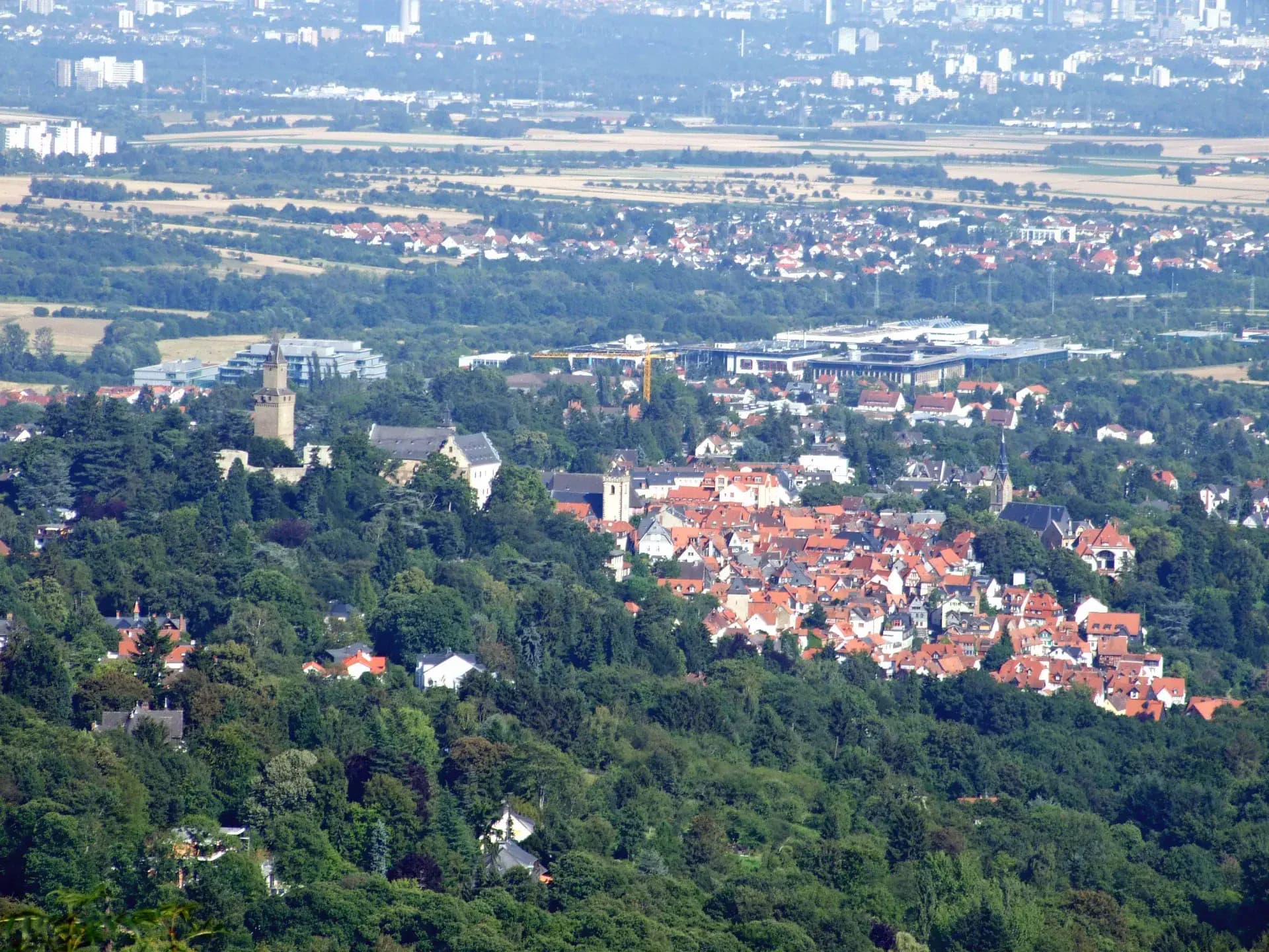 Blick über Kronberg im Taunus zur Frankfurter Skyline