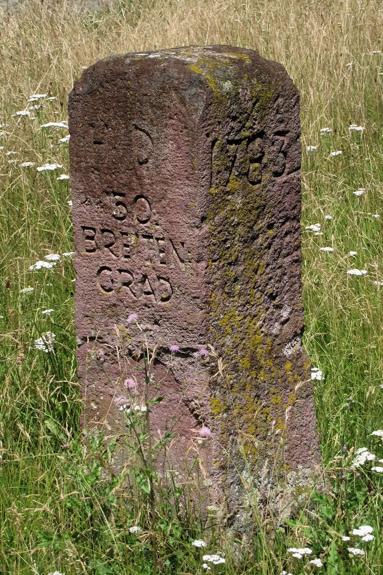 Markierungsstein am 50. Breitengrad bei Dreieich-Dreieichenhain
