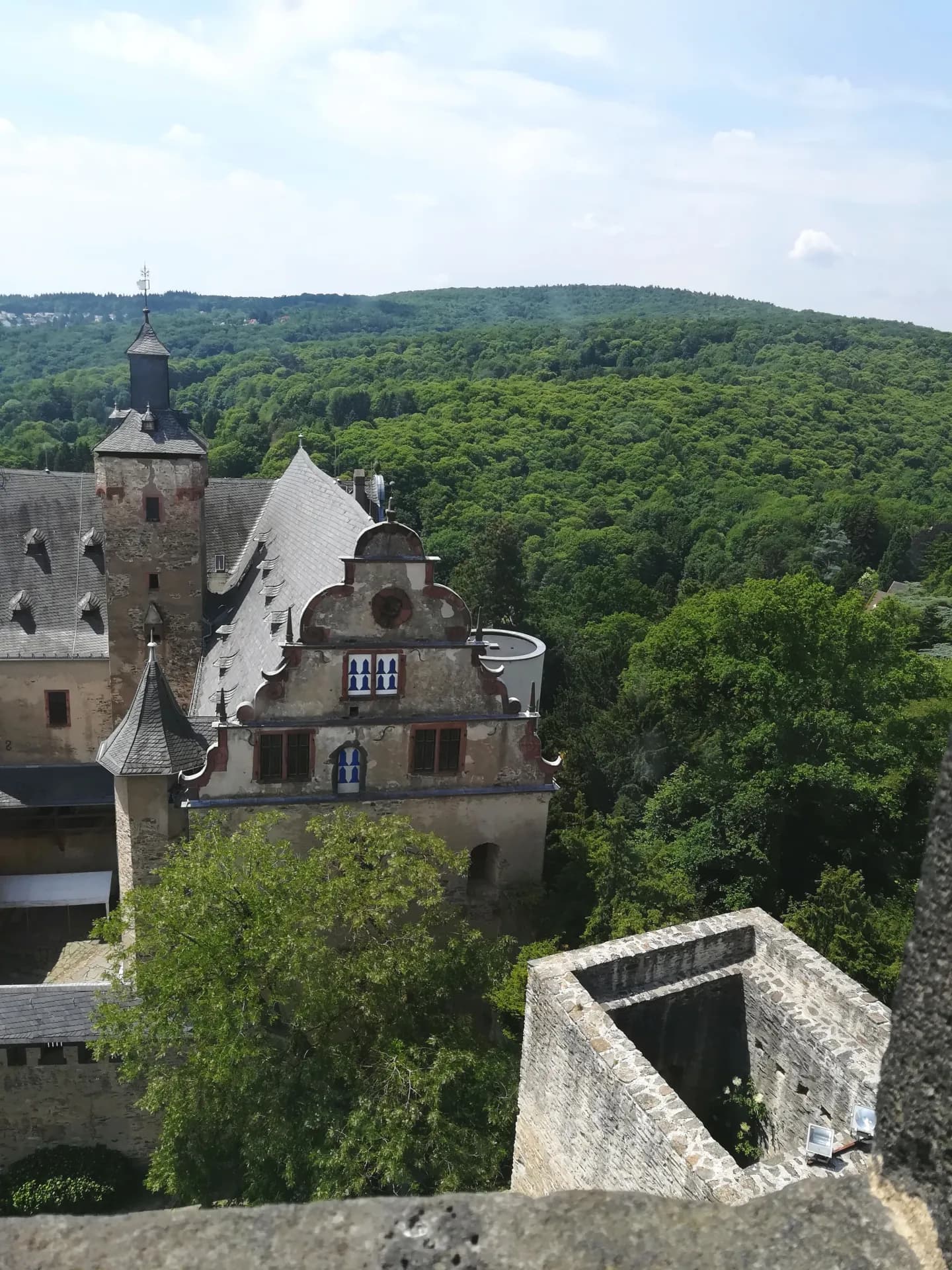 Blick von der Burg Kronberg auf Schloss Friedrichshof