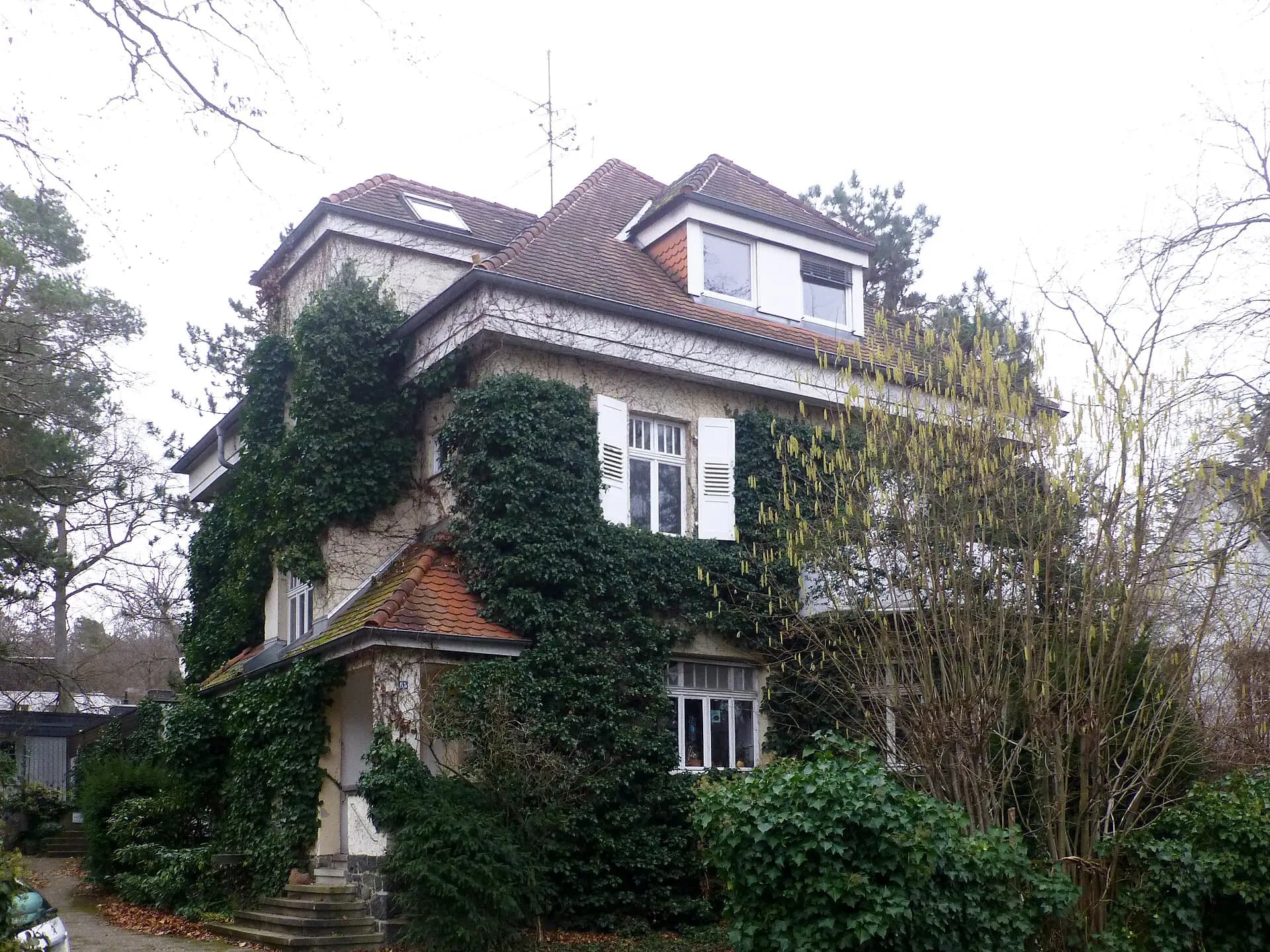 Efeubewachsene Villa in der Straße Am Elfengrund in Darmstadt-Eberstadt