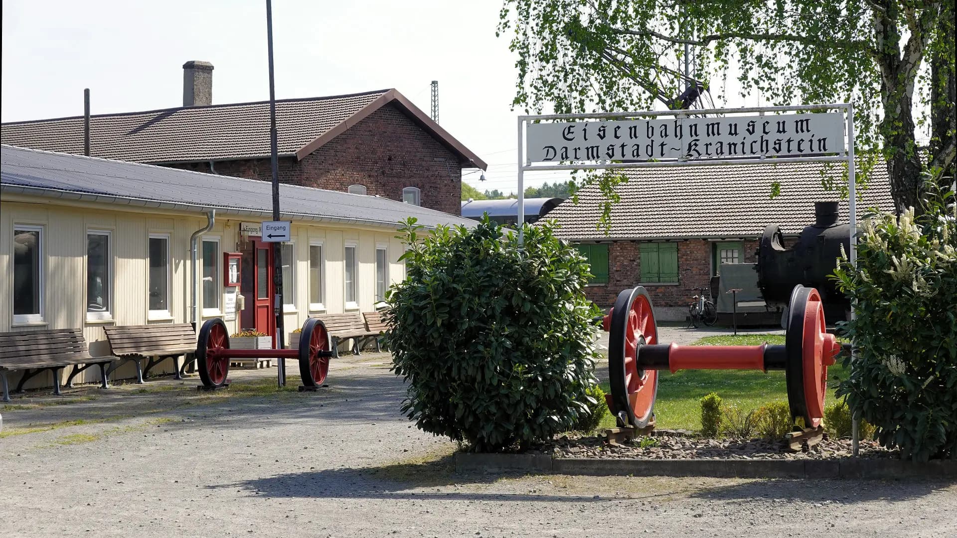 Eingang zum Eisenbahnmuseum in Darmstadt-Kranichstein