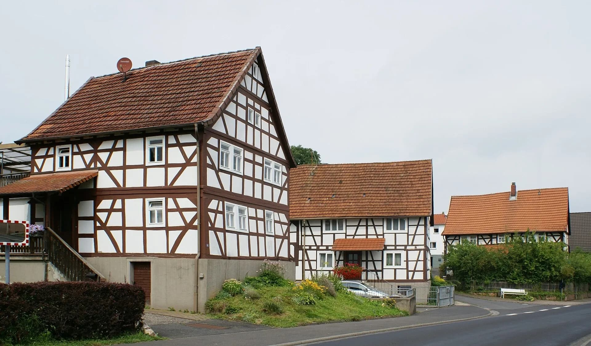 Fachwerkhäuser im Ortskern von Krombach