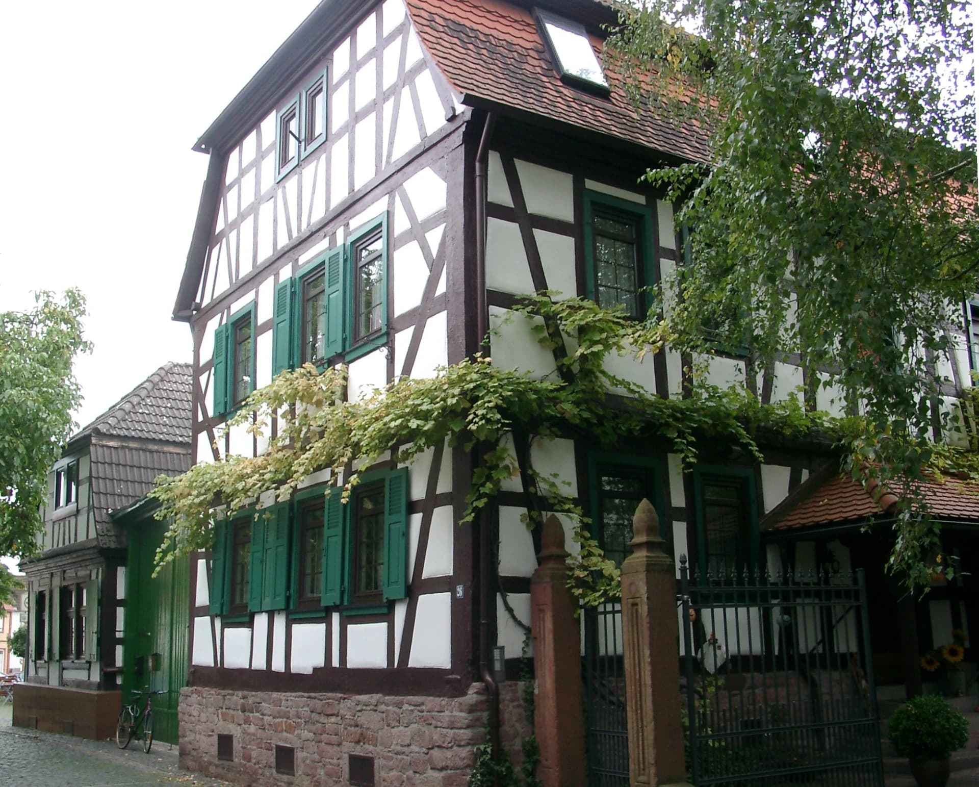 Efeuberanktes Fachwerkhaus in der Altstadt von Dietzenbach