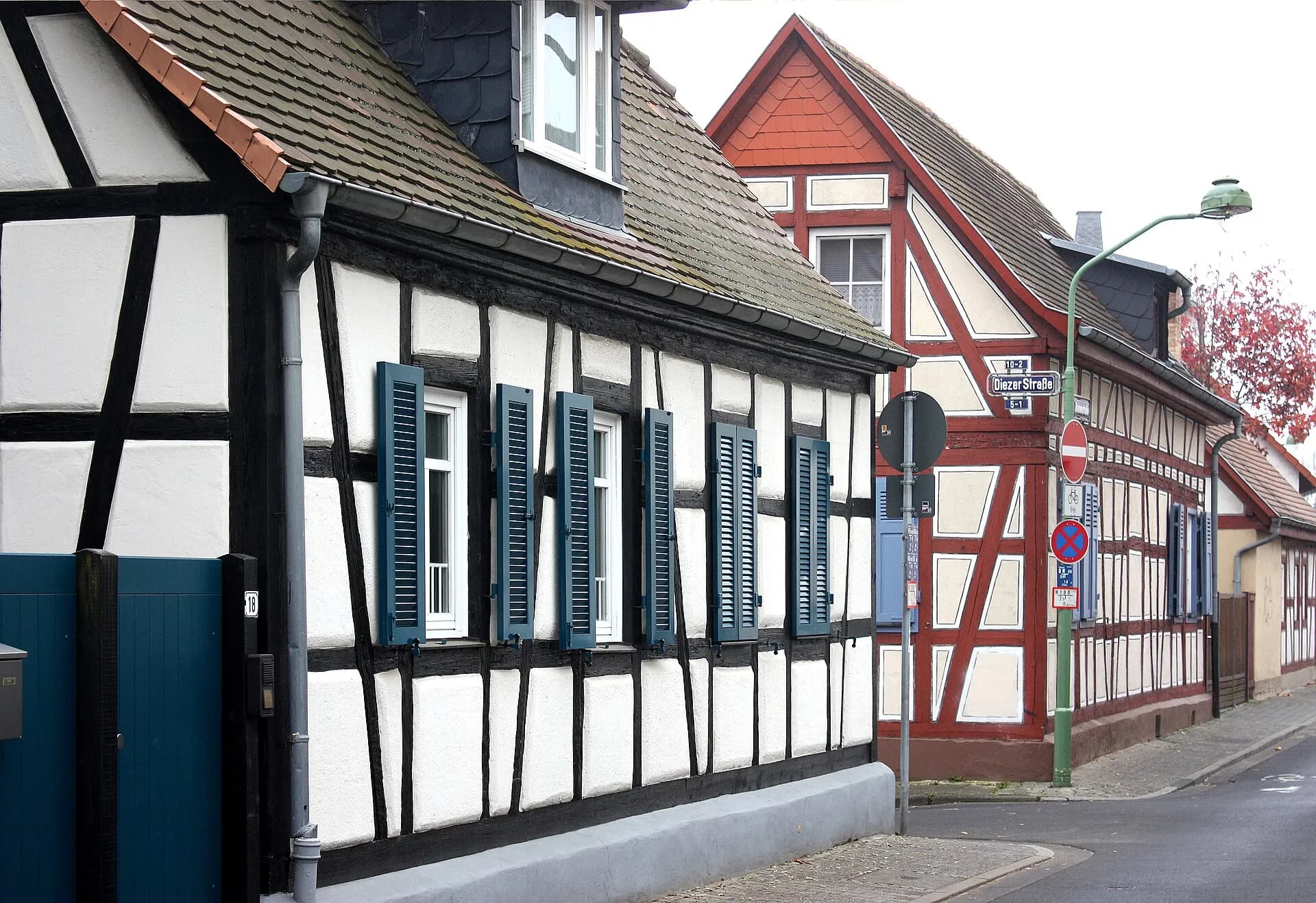 Fachwerkhäuser an der Oranienstraße in Frankfurt Heddernheim