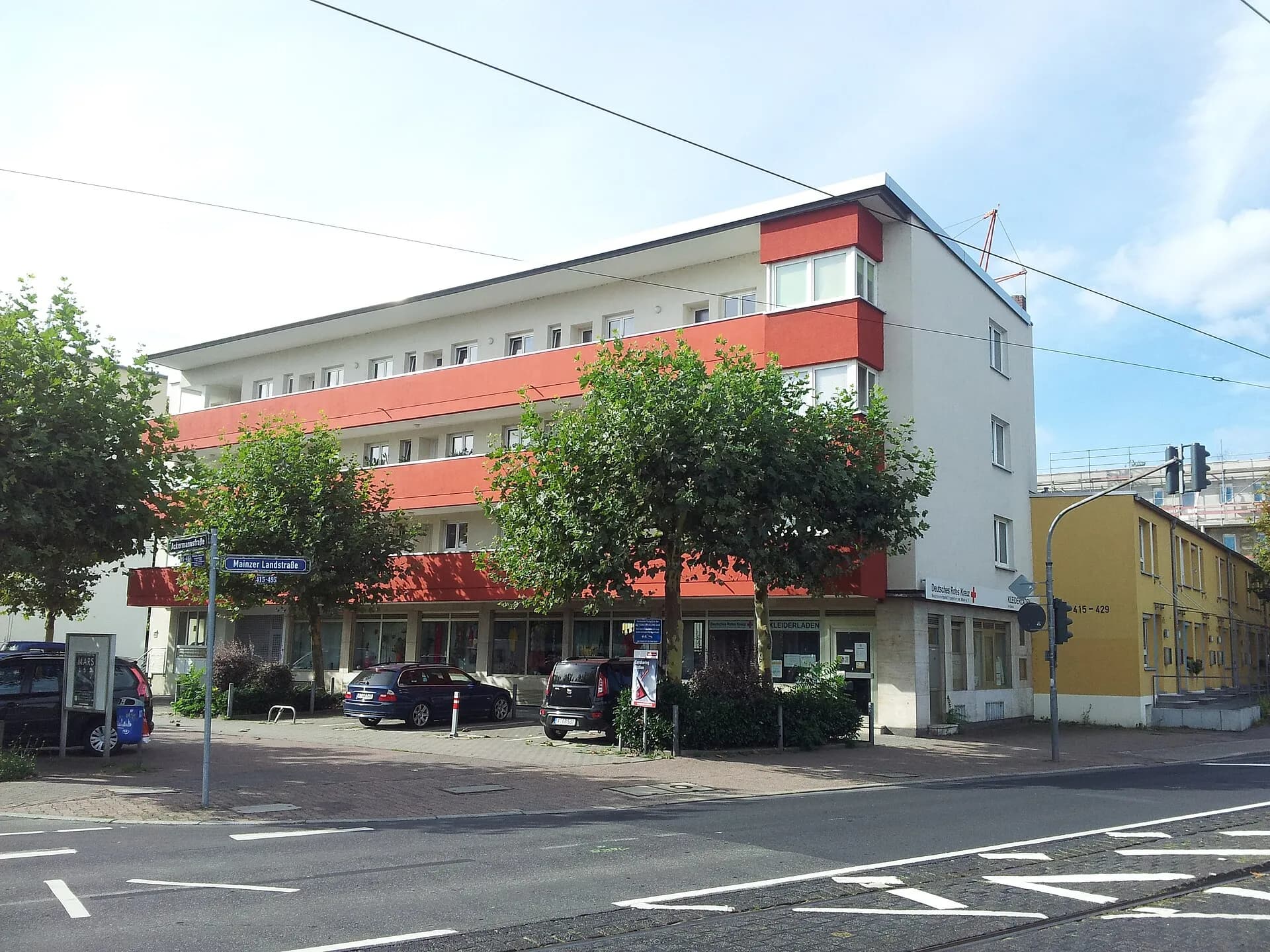 Eckbau der Friedrich-Ebert-Siedlung im Frankfurter Gallus