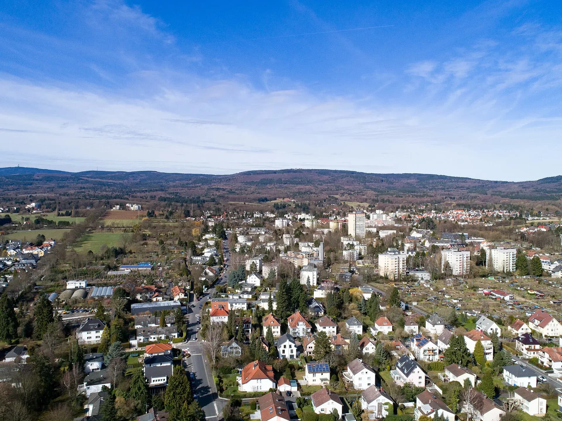 Luftbild der Gartenfeldsiedlung in Bad Homburg