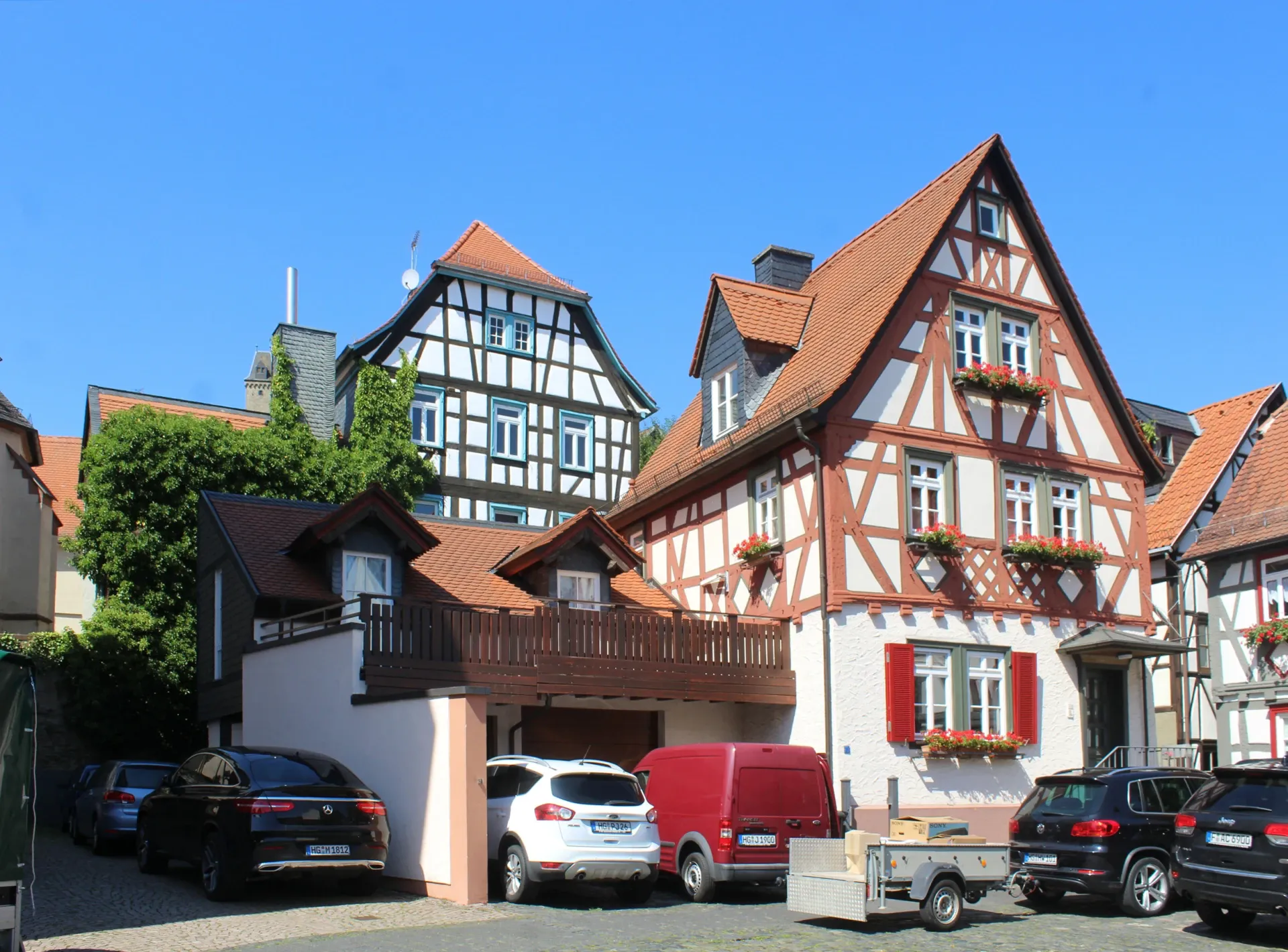 Fachwerkhäuser an der Tanzhausstraße 1 in Kronberg im Taunus