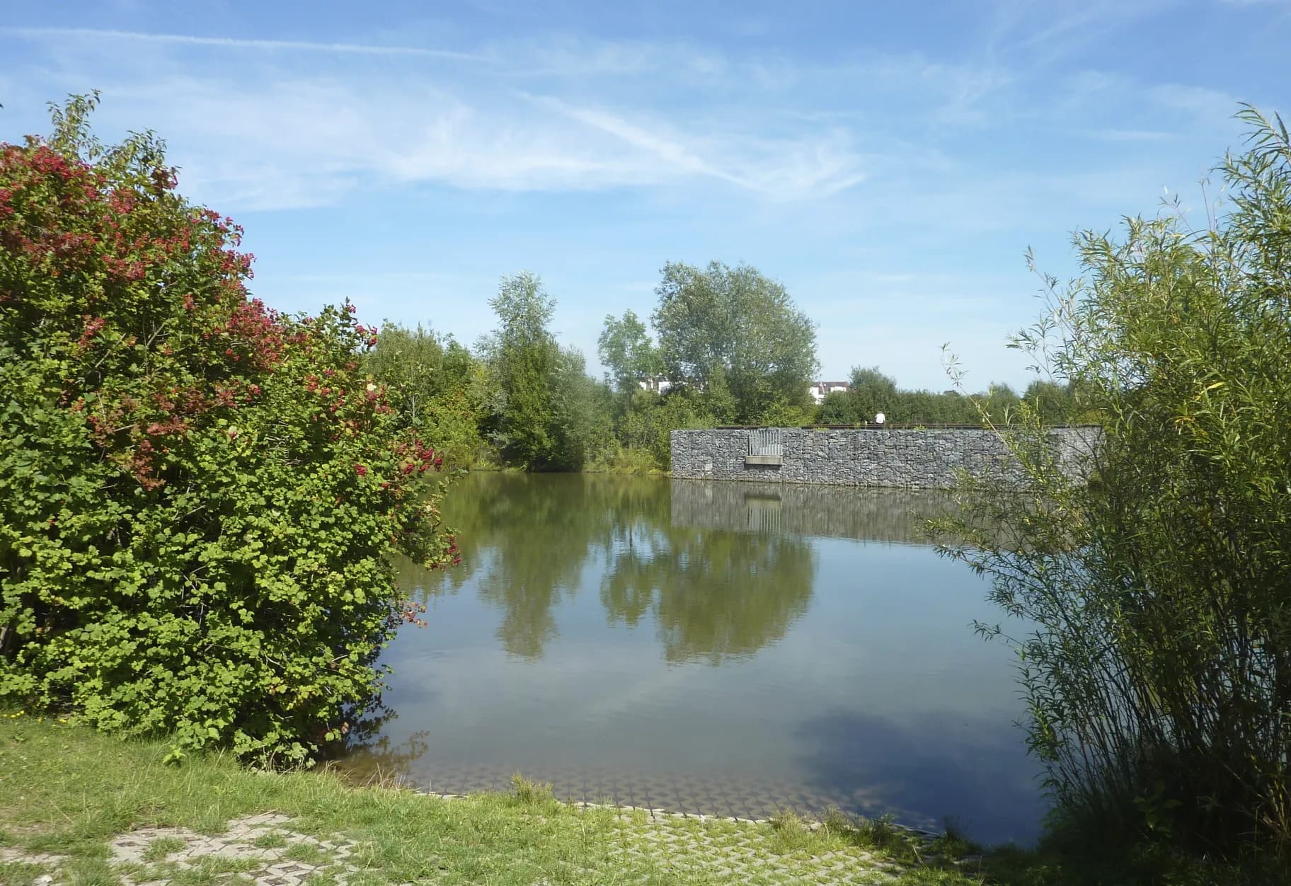 Regenwasser-Rückhaltebecken im Kätcheslachpark in Frankfurt Kalbach-Riedberg