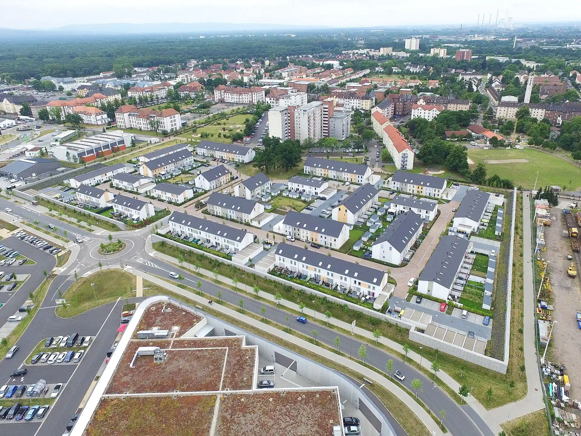 Luftbild über den Wohnpark Kinzigbogen in Hanau-Lamboy