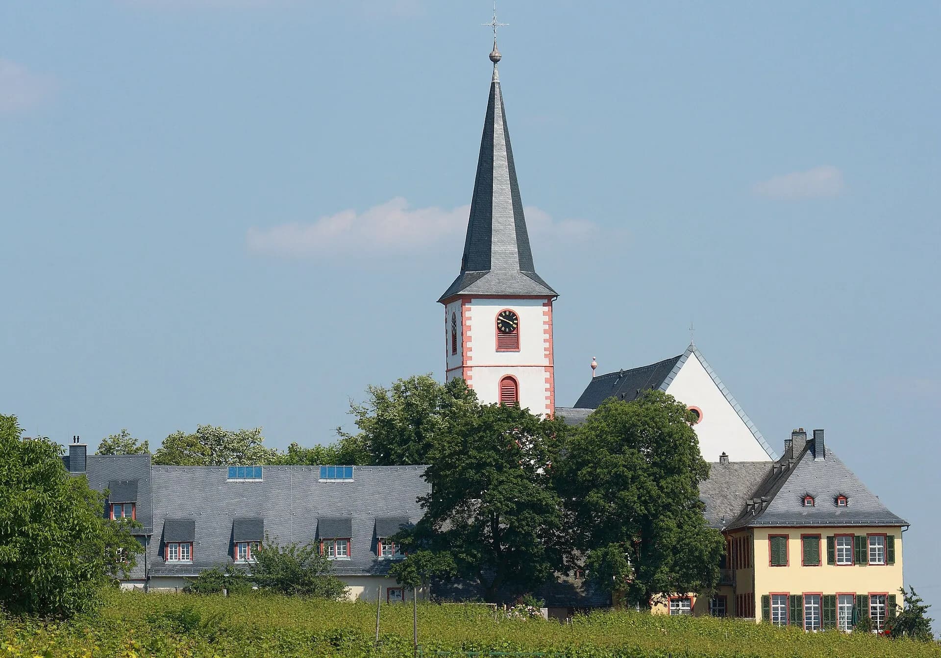 Pfarrkirche Sankt Peter und Paul von Nordwesten in Hochheim am Main