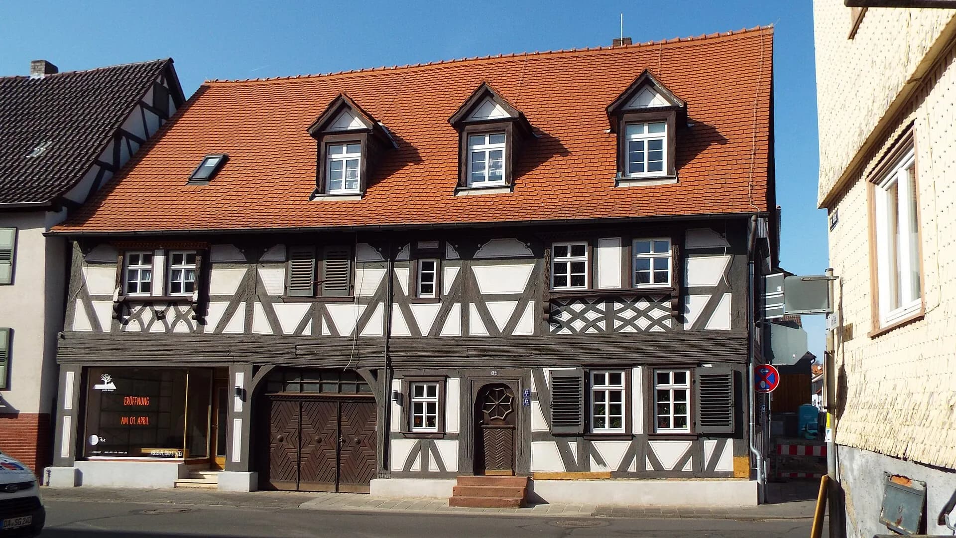Rotes Fachwerkhaus in der Kirchstraße in Reinheim