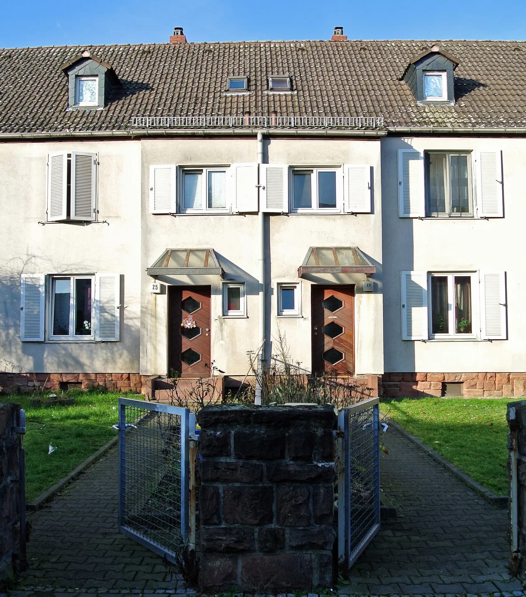 Reihenhäuser der Kuhwaldsiedlung in Frankfurt Bockenheim