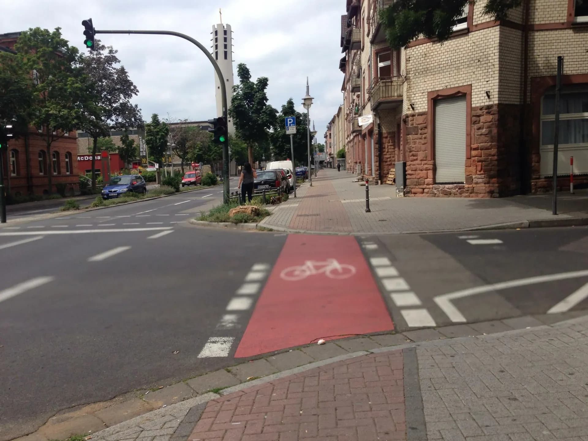 Kreuzung mit Radweg an der Lamboystraße in Hanau-Lamboy