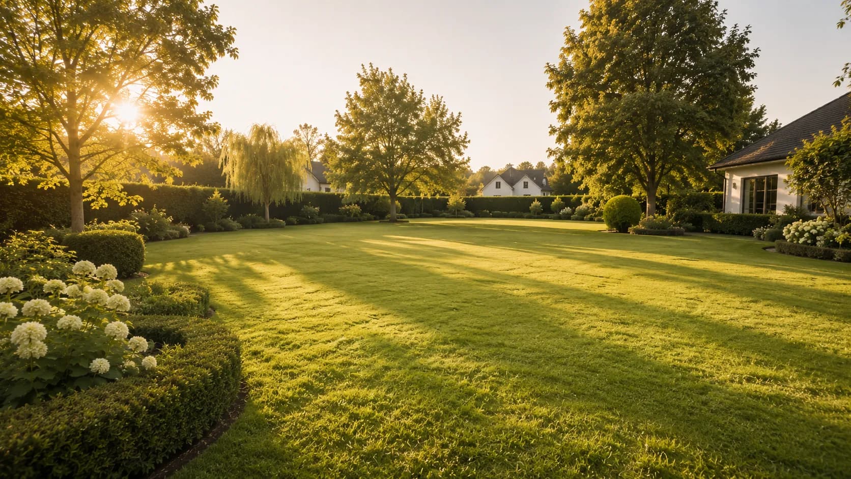 Baugrundstück mit Gartenanlage und Baumbestand
