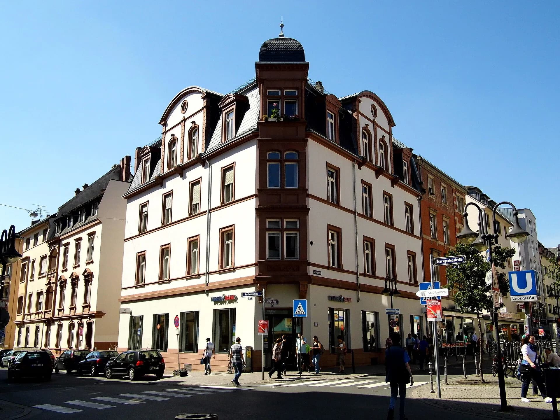 Eckhaus an der Leipziger Straße in Frankfurt Bockenheim