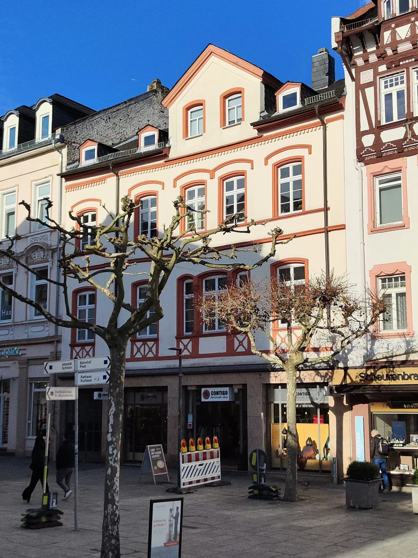 Fußgängerzone mit Platanen an der Louisenstraße in Bad Homburg