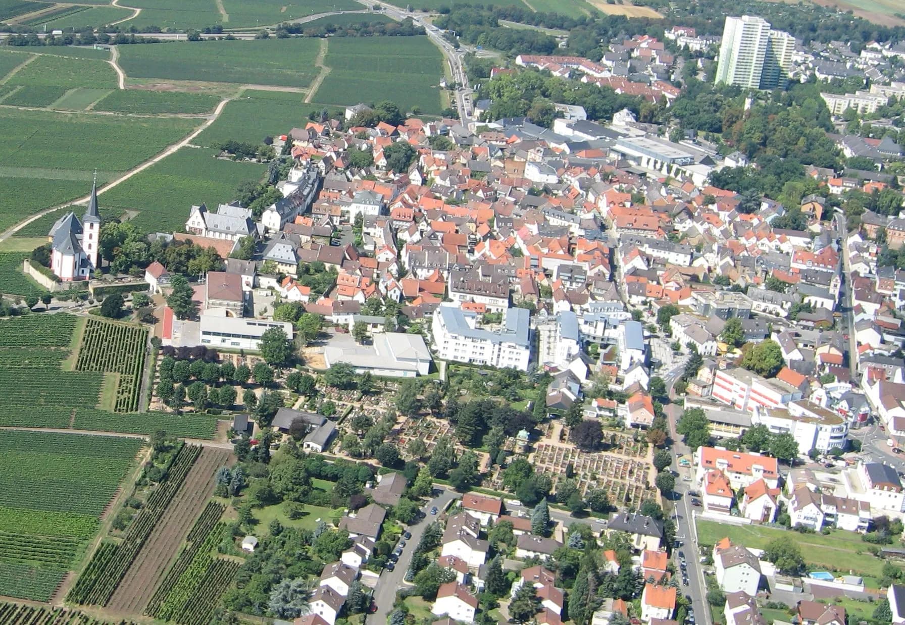 Luftbild der Altstadt von Hochheim am Main