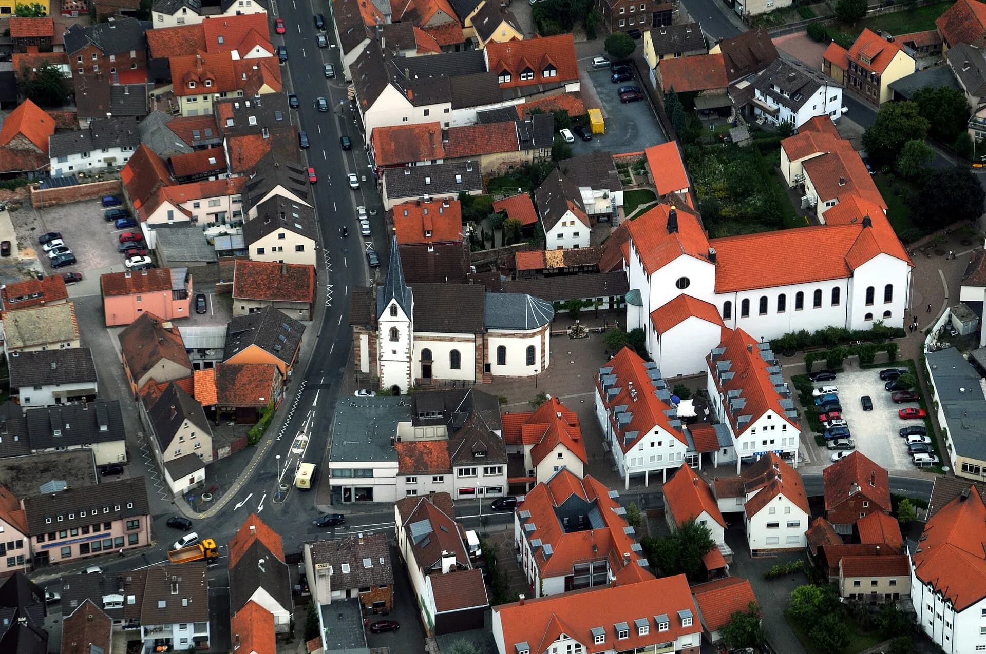 Luftbild des Ortskerns von Sulzbach am Main
