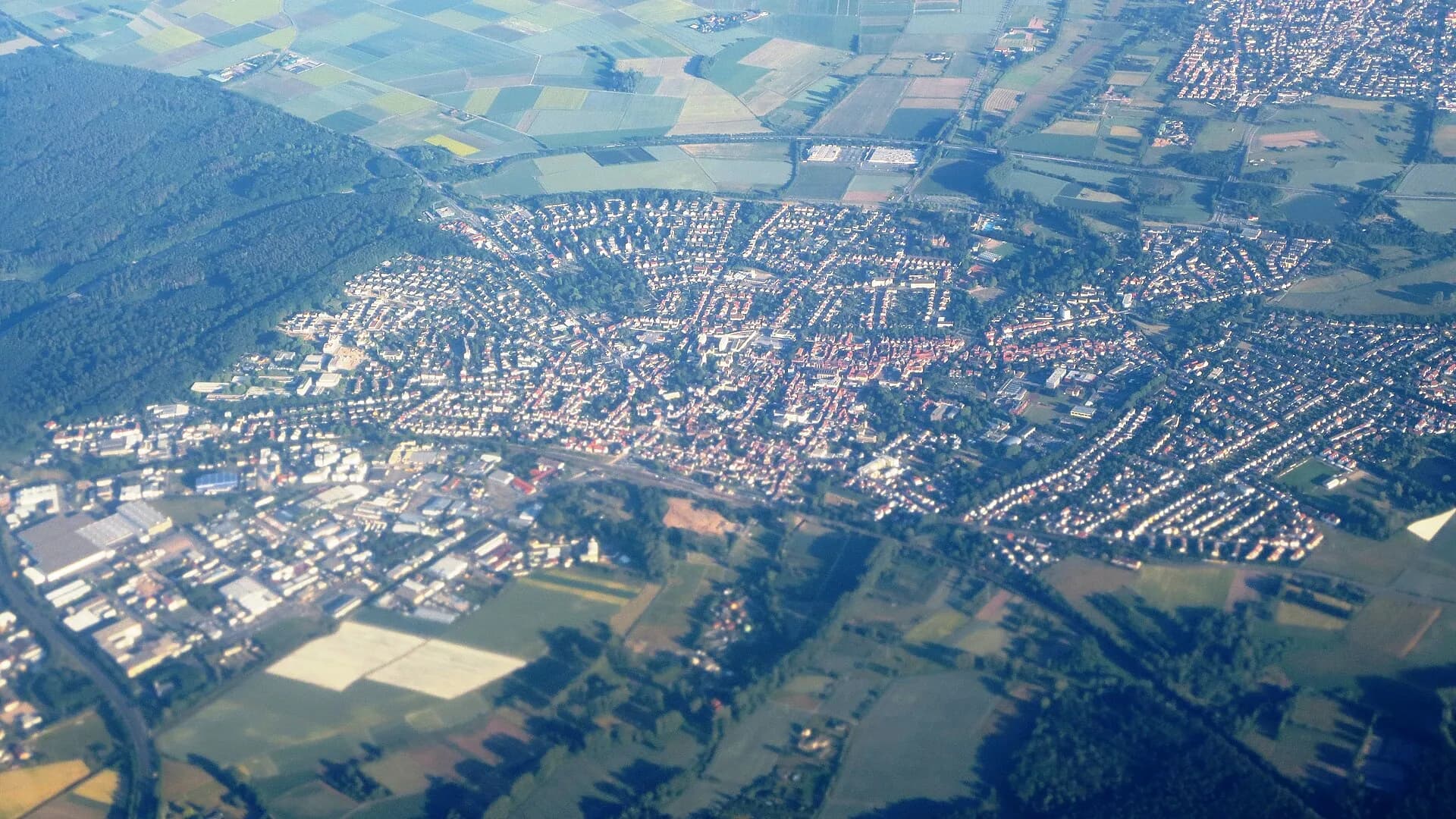 Dieburg von Norden aus der Luft