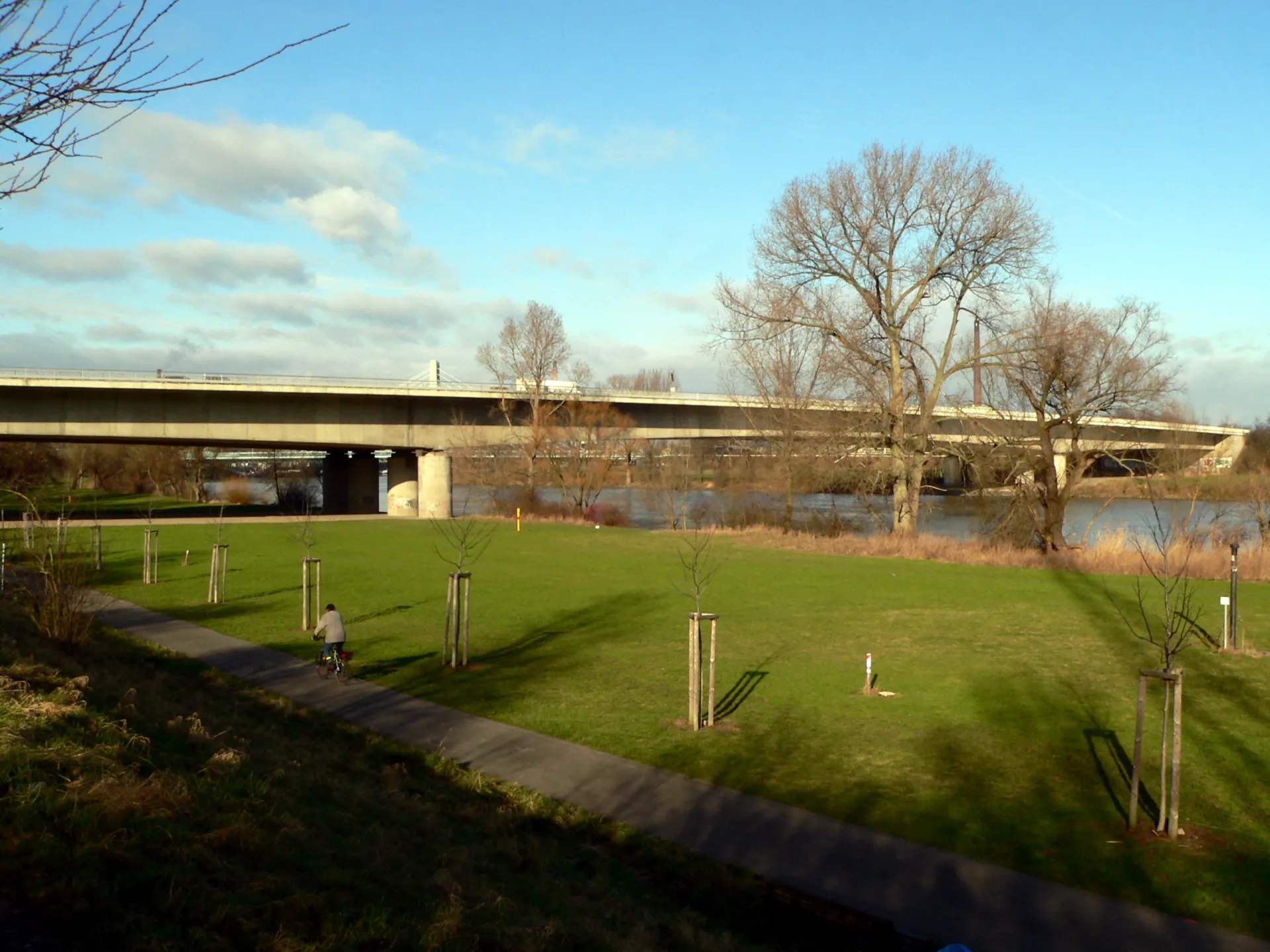 Mainaue mit der Sindlinger Mainbrücke in Frankfurt Sindlingen