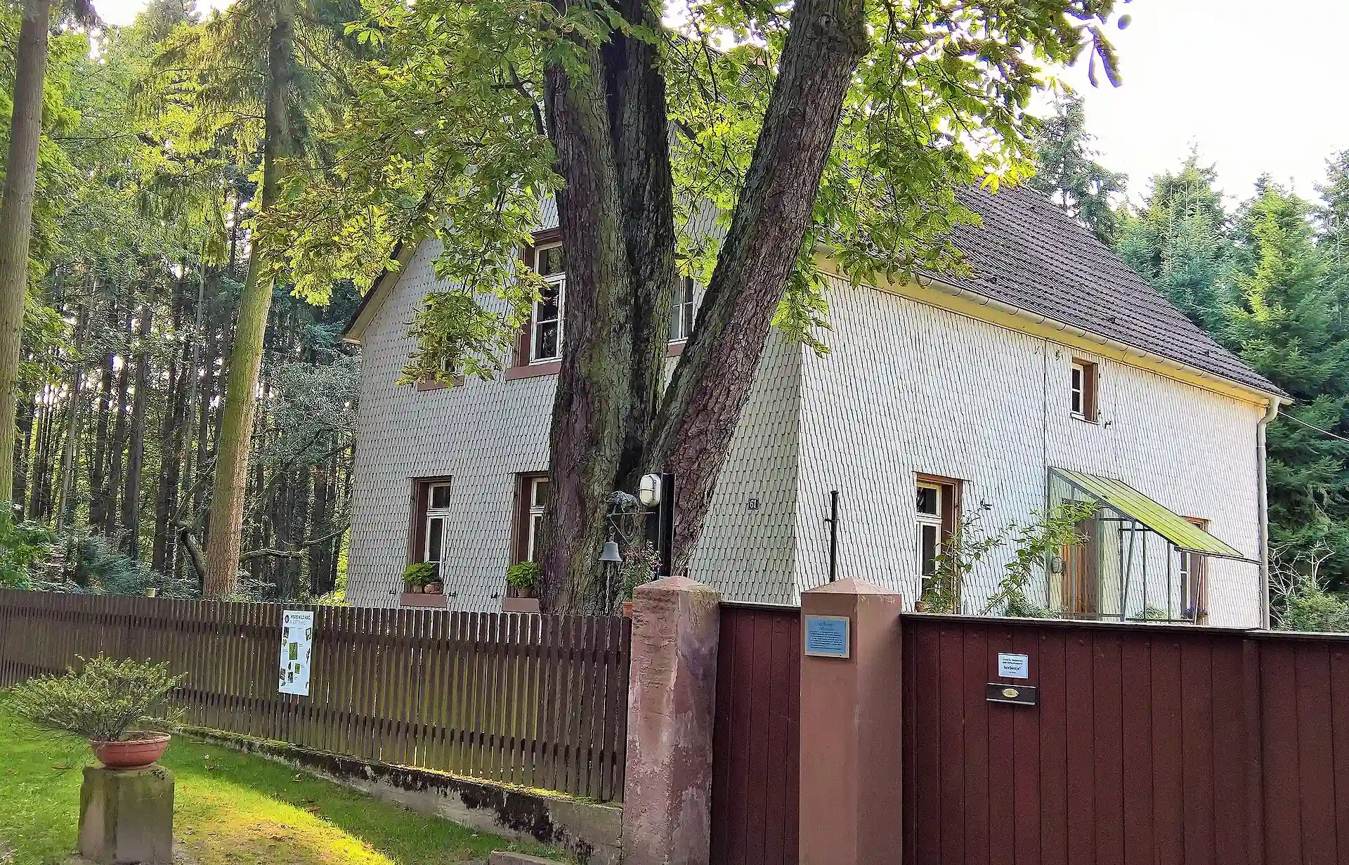 Messeler Falltorhaus am Waldrand