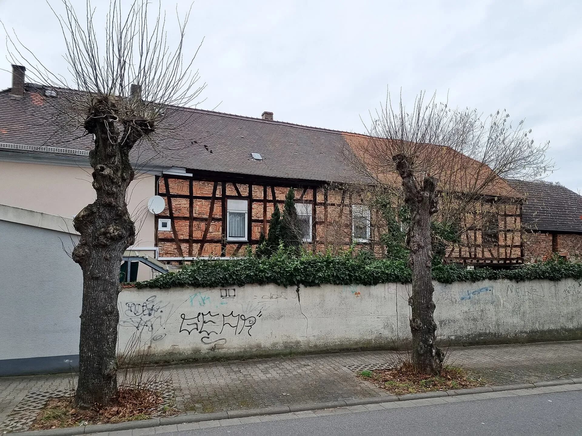 Grundstücksmauer an der Platanenallee 25 in Babenhausen