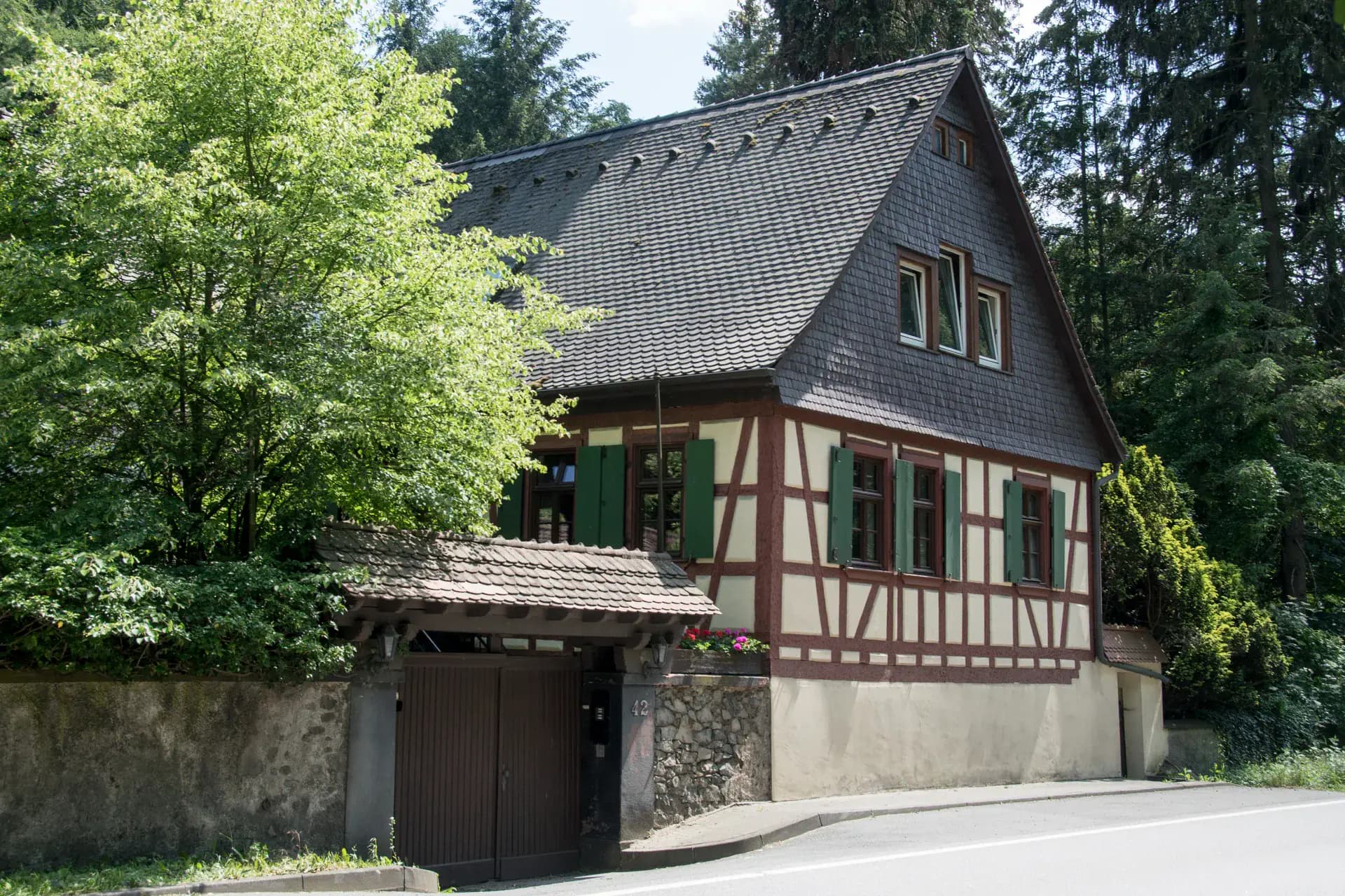 Fachwerkhaus der Pulvermühle in Nieder-Ramstadt in Mühltal