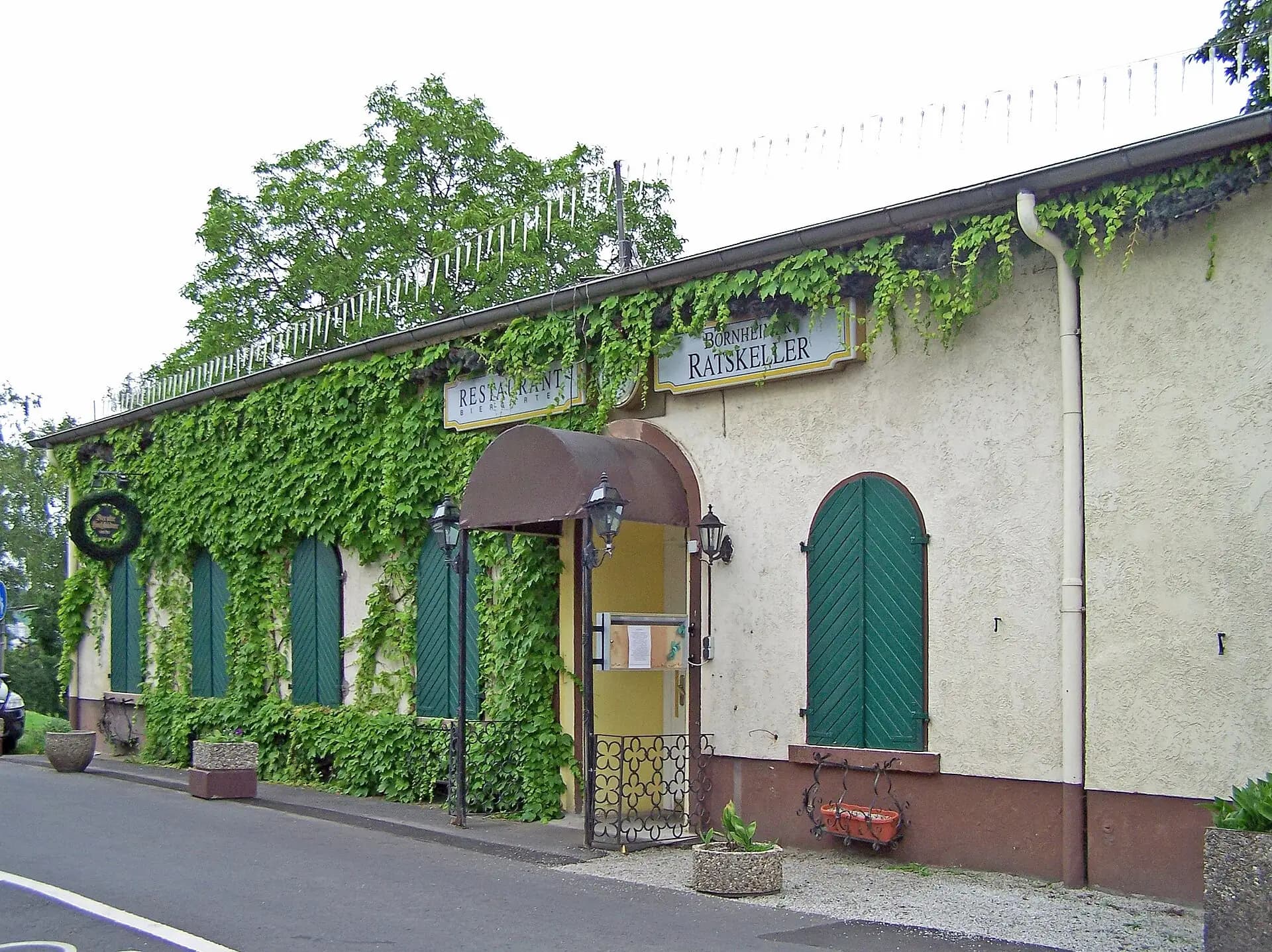 Efeubewachsener Ratskeller am Bornheimer Hang in Frankfurt Bornheim