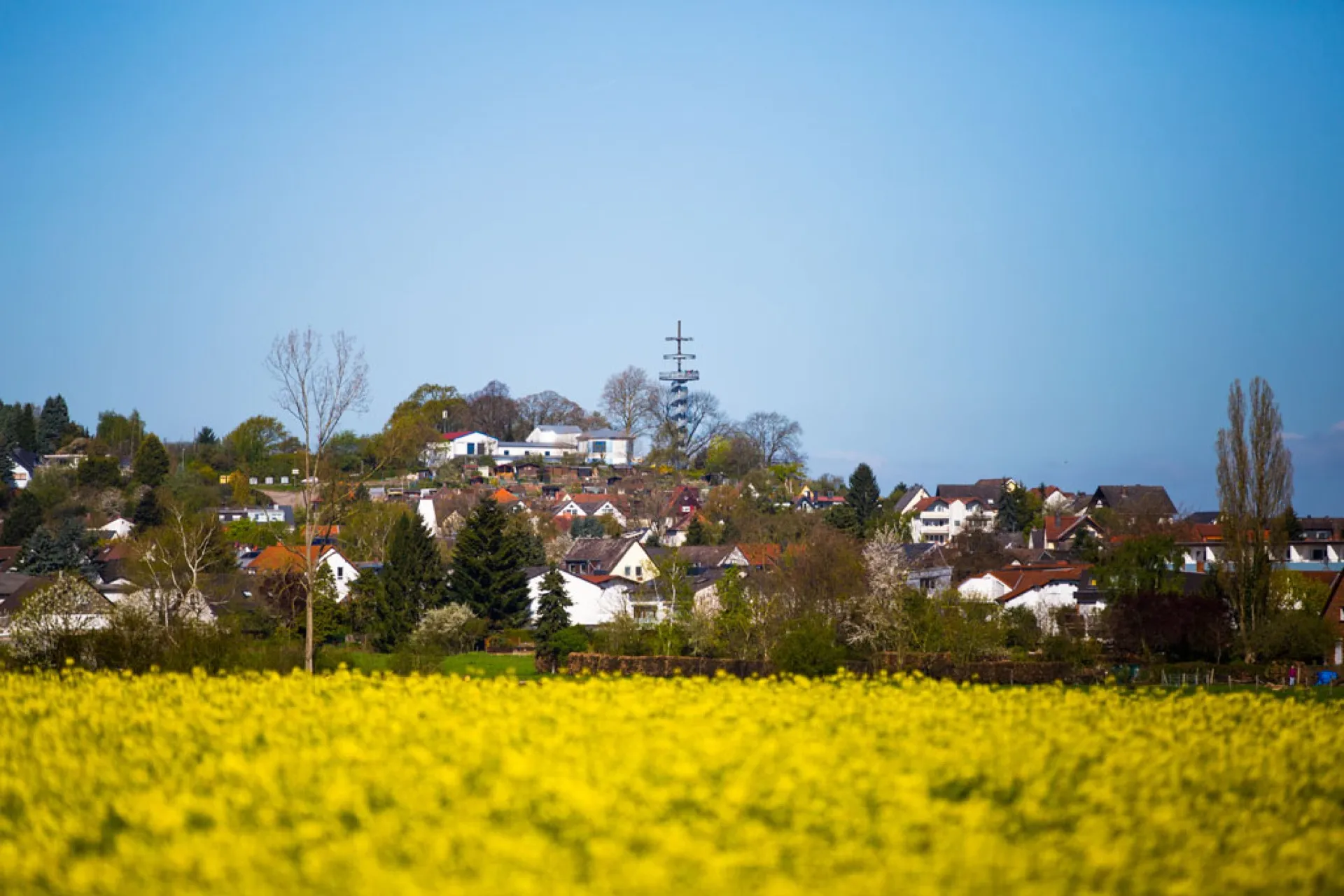 Dietzenbach im Sommer mit Grünflächen