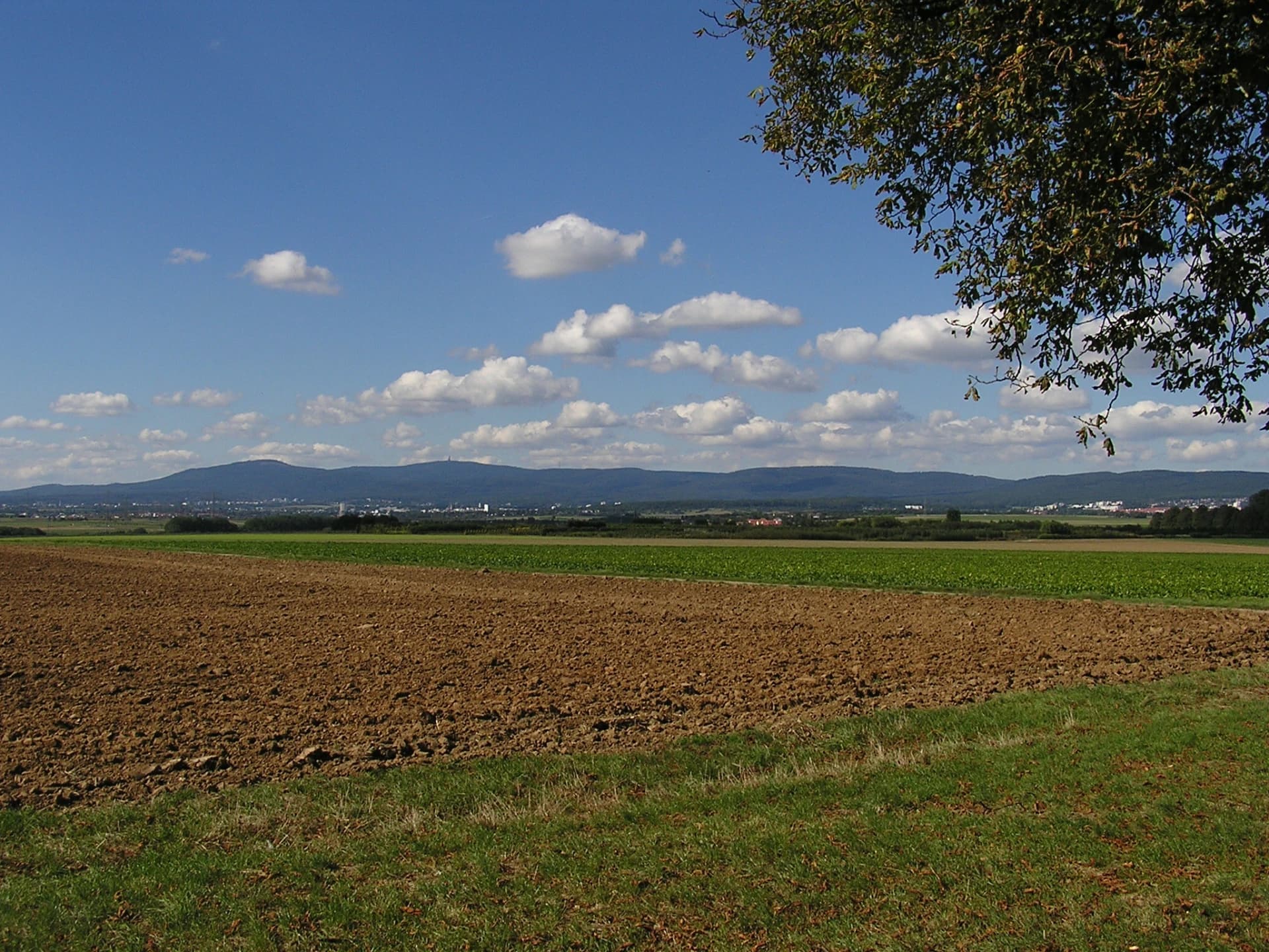 Blick von Karben über die Felder auf den Hohen Taunus