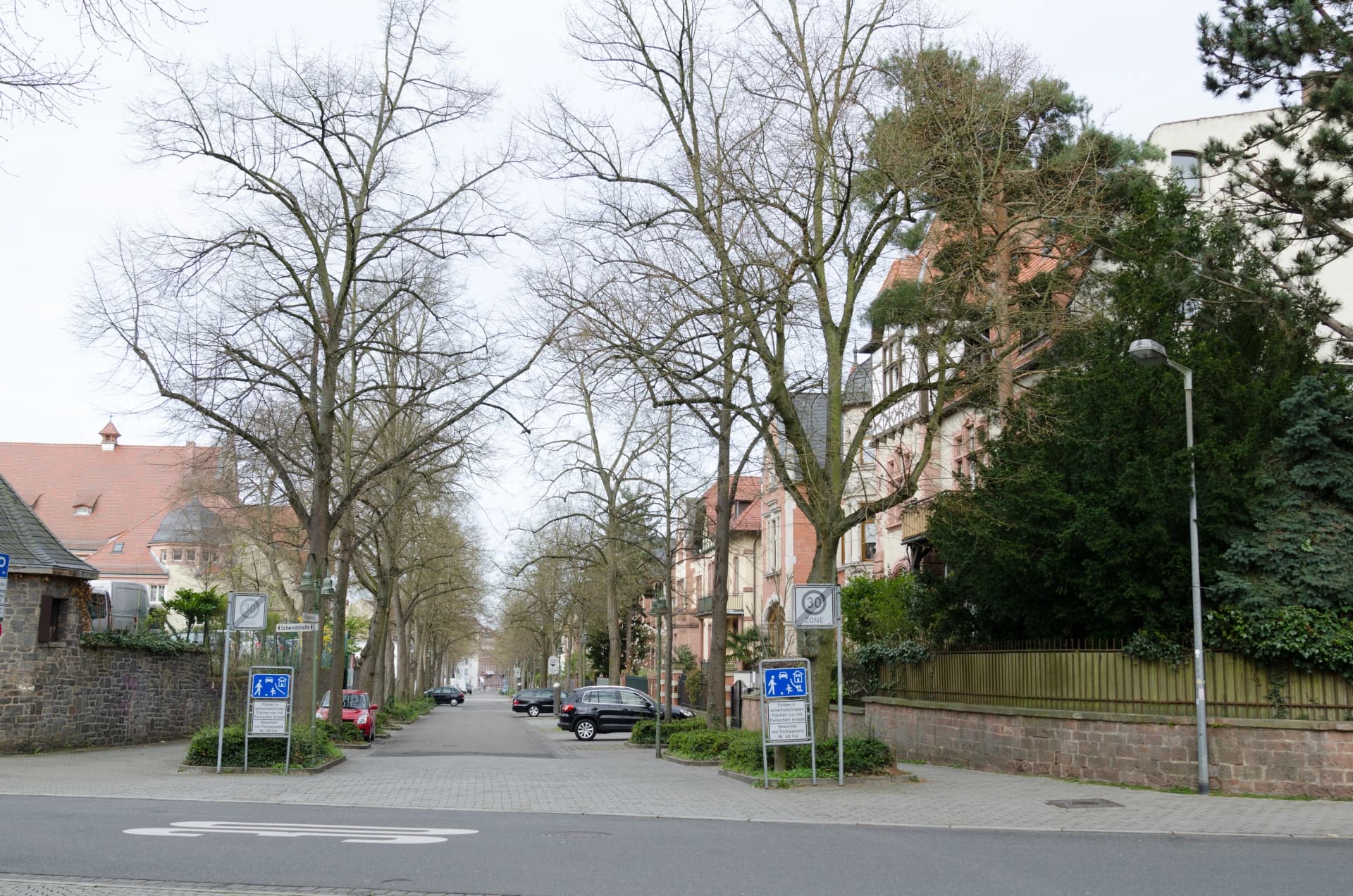 Villenbebauung in der westlichen Grünewaldstraße in Aschaffenburg