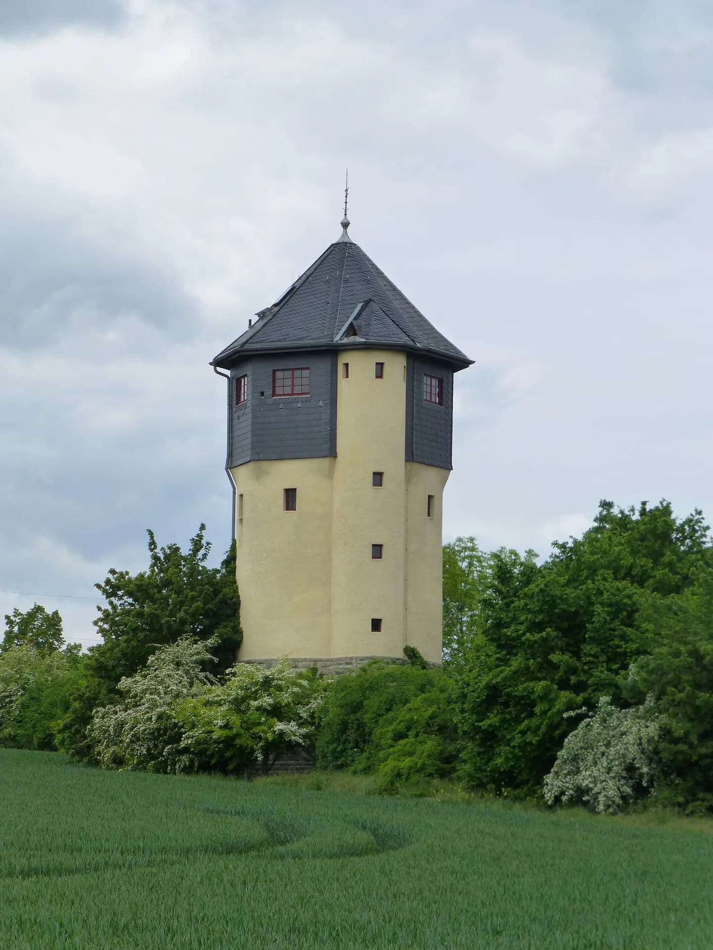 Wasserturm über dem Feld in Bad Soden am Taunus