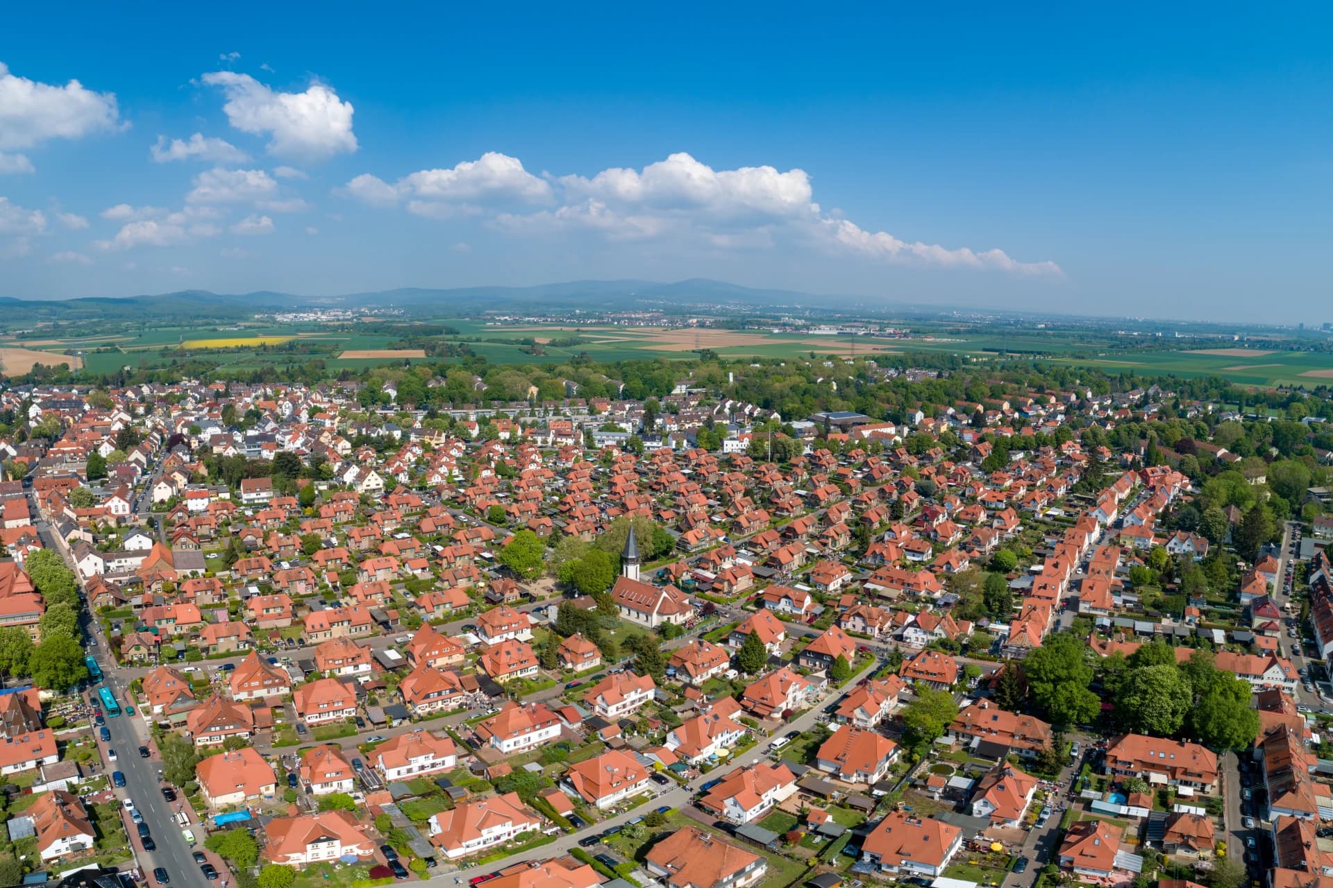 Arbeitersiedlung Kolonie in Frankfurt Zeilsheim von oben