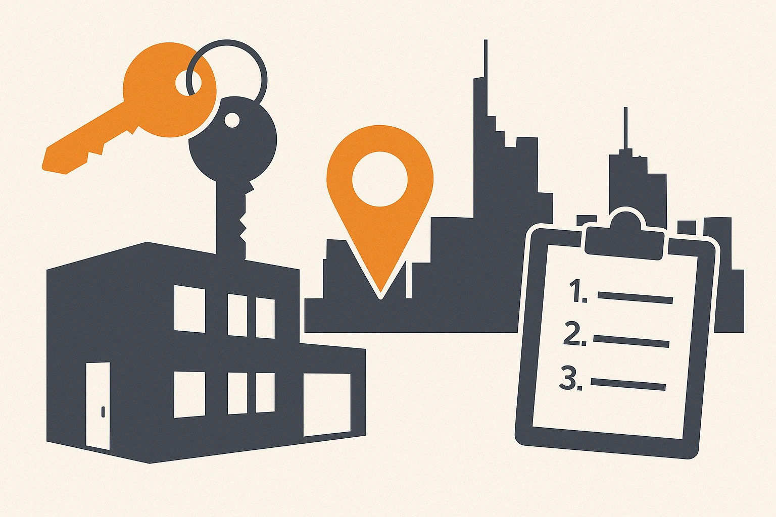Frankfurter Wohnungsmarkt: Hohe Nachfrage trifft strenge Regeln Flat Design Illustration mit Wohnhaus, Checkliste, Schlüsseln und Frankfurt-Skyline – Symbolbild für Mietpreisbremse und Wohnungssuche in Frankfurt.