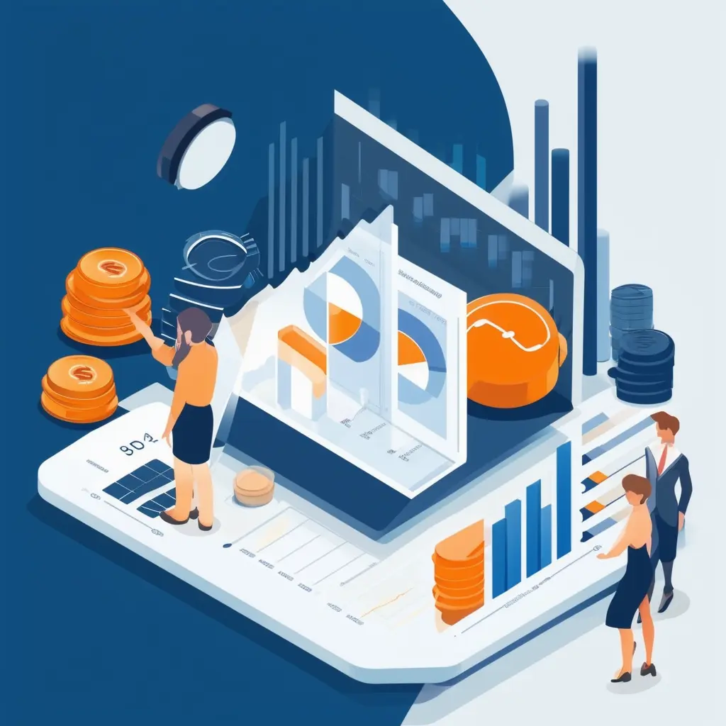 Eine professionelle und moderne Finanzplanungsszene in einem flachen Vektorillustrationsstil.